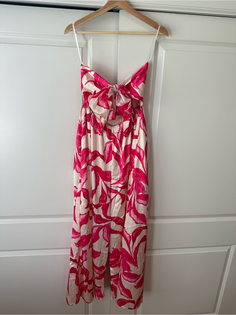 Express Pink and White Tie-Front Maxi Dress